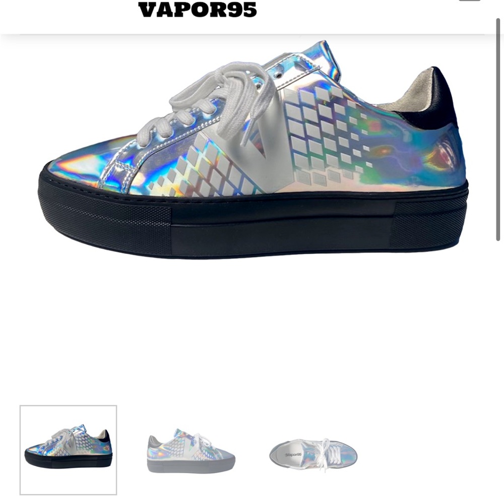Unisex VAPOR95 Shoes Moon Unit Low Top Sneaker Holographic Metallic Silver 7mens